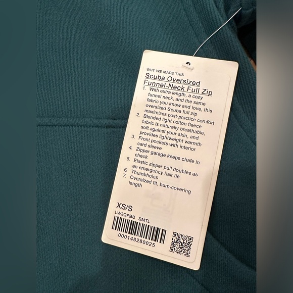 ❌SOLD❌NWT Lululemon Scuba Oversized Funnel-Neck Full Zip in Storm Teal size XS/S - Picture 9 of 10